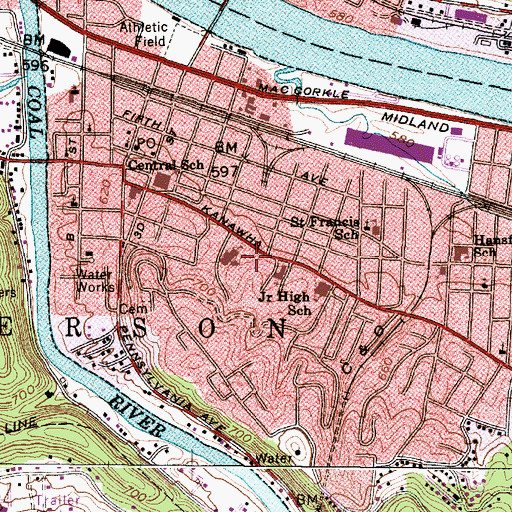 Topographic Map of The Beeches, WV