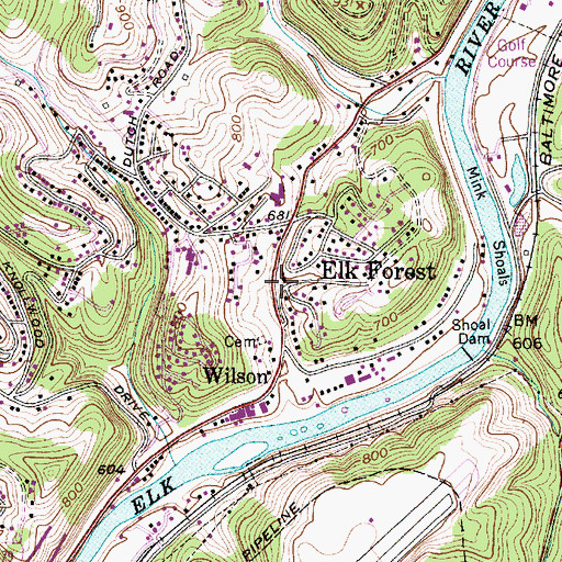 Topographic Map of Trinity Church, WV