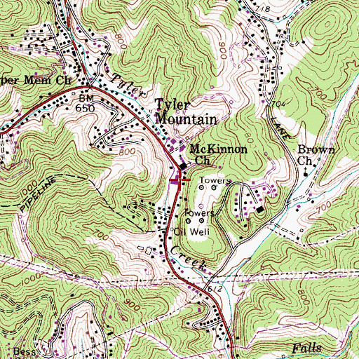 Topographic Map of Tyler Elementary School (historical), WV