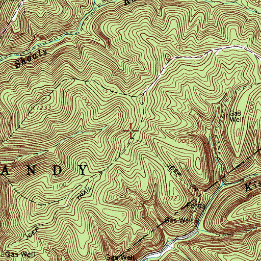 Topographic Map of Wallback Wildlife Management Area, WV