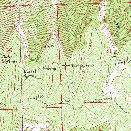 Topographic Map of Wire Spring, CO