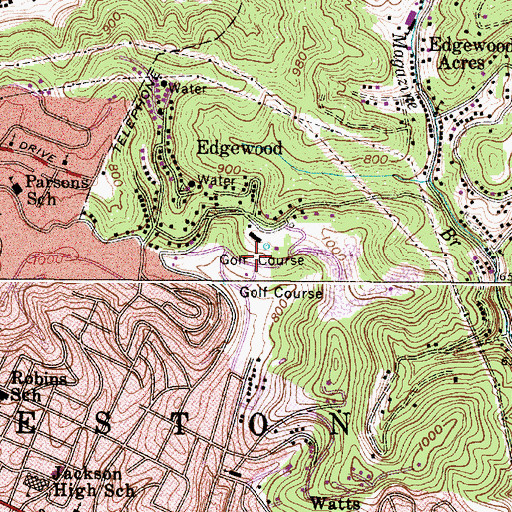 Topographic Map of Edgewood Country Club, WV