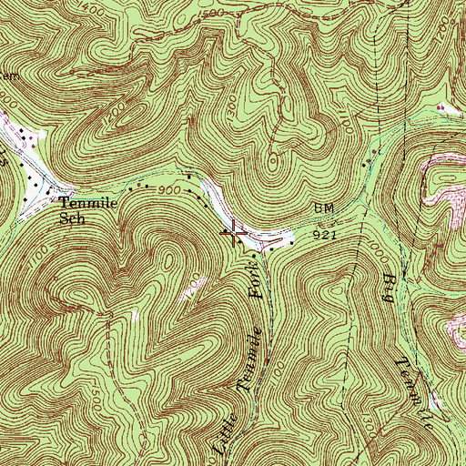 Topographic Map of Annfred, WV