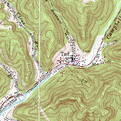 Topographic Map of Big Bottom Missionary Baptist Church, WV