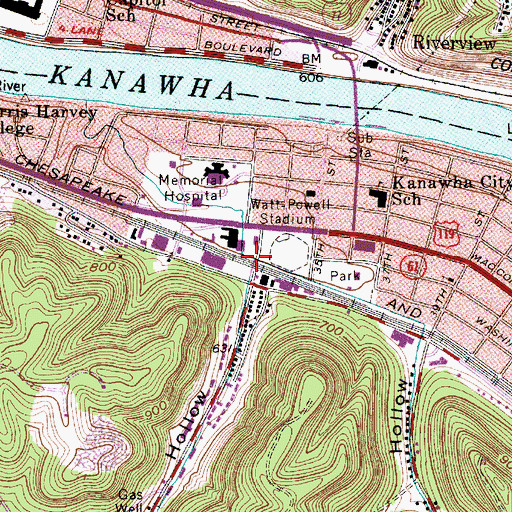 Topographic Map of Chappel Branch, WV