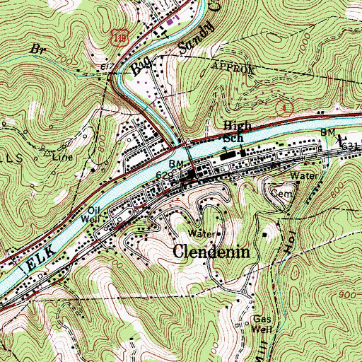 Topographic Map of Clendenin Post Office, WV