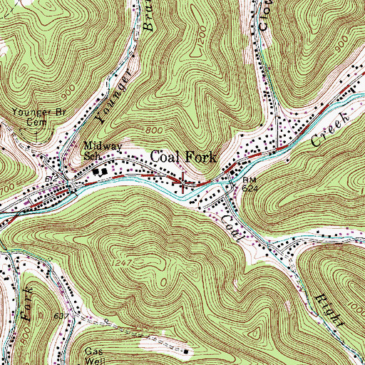 Topographic Map of Coal Fork Post Office, WV