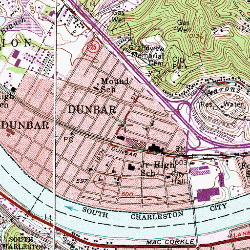 Topographic Map of Dunbar Church of the Nazarene, WV