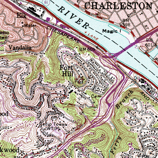 Topographic Map of Fort Scammon (historical), WV