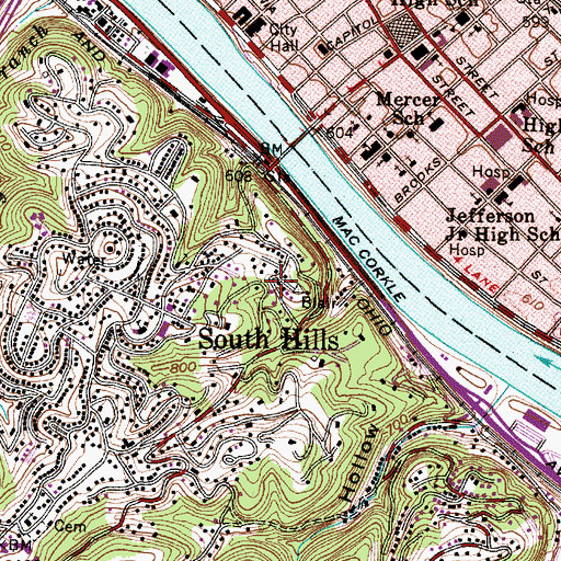 Topographic Map of Grasscup Road Historic District, WV