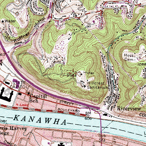 Topographic Map of Hillcrest Office Park, WV