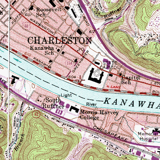 Topographic Map of Holly Grove, WV