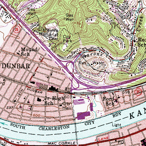 Topographic Map of Interchange 53, WV