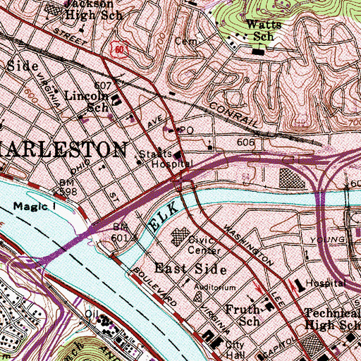 Topographic Map of Interchange 58C, WV