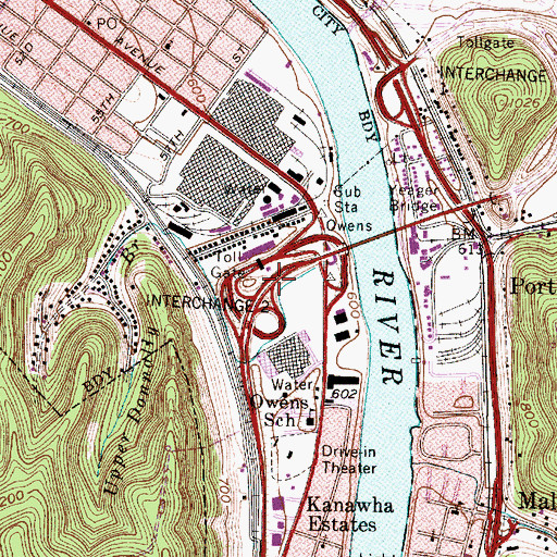 Topographic Map of Interchange 95, WV