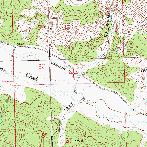 Topographic Map of Weaver Gulch, CO