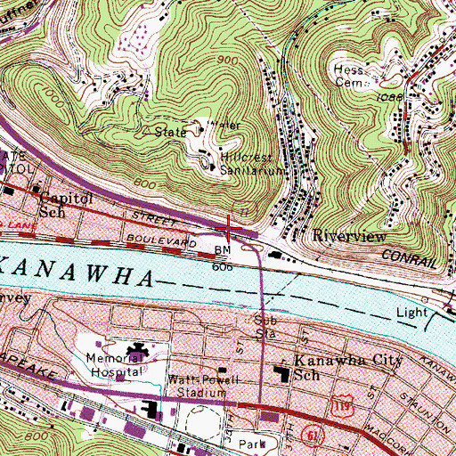 Topographic Map of Interchange 98, WV