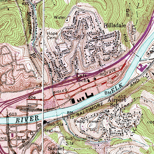 Topographic Map of Interchange 102, WV
