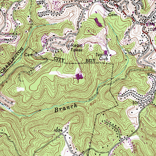 Topographic Map of John Adams Middle School, WV