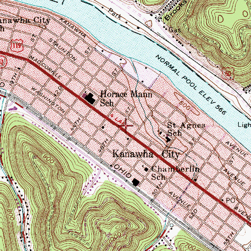 Topographic Map of Kanawha City Post Office, WV