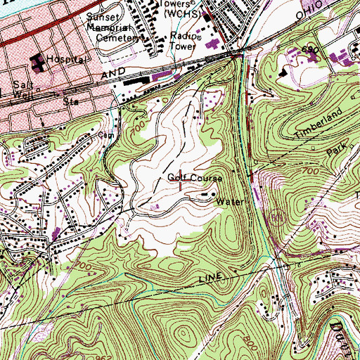 Topographic Map of Kanawha Country Club, WV