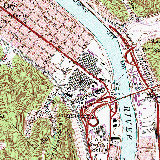 Topographic Map of Kanawha Mall Shopping Center, WV