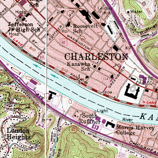 Topographic Map of Kanawha Riflemens Memorial Park, WV
