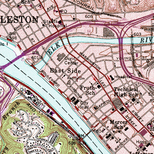Topographic Map of Laidley Court Shopping Center, WV