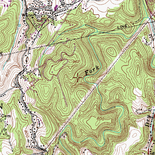 Topographic Map of Little Creek Park, WV
