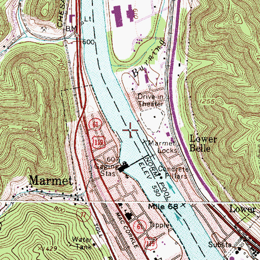 Topographic Map of Lock 5 (historical), WV