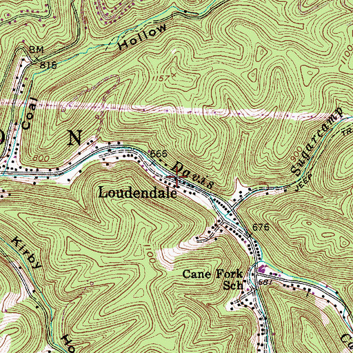Topographic Map of Loudendale Freewill Baptist Church, WV