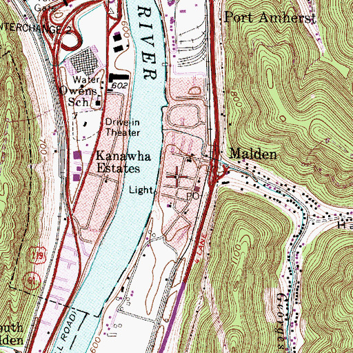 Topographic Map of Malden Baptist Church, WV