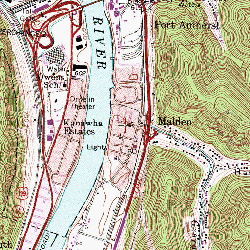 Topographic Map of Malden Elementary School, WV