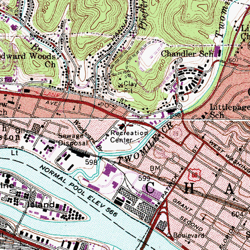 Topographic Map of North Charleston Recreation Center, WV