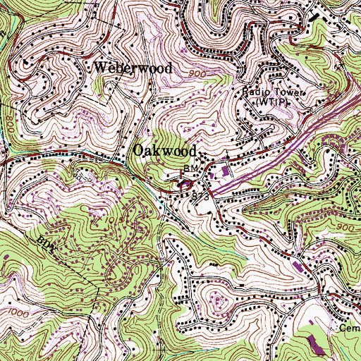 Topographic Map of Oakwood Elementary School (historical), WV