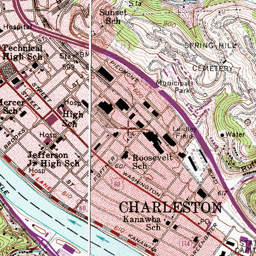 Topographic Map of Plaza East Shopping Center, WV