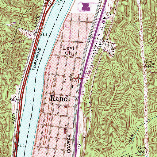 Topographic Map of Rand Post Office (historical), WV
