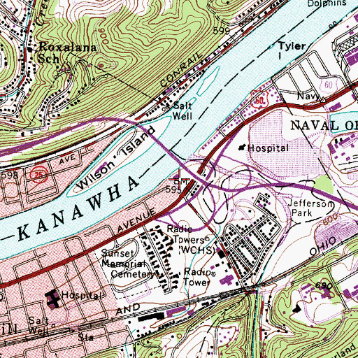Topographic Map of Riverwalk Plaza Shopping Center, WV