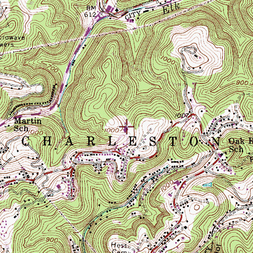 Topographic Map of Ruffner Elementary School, WV