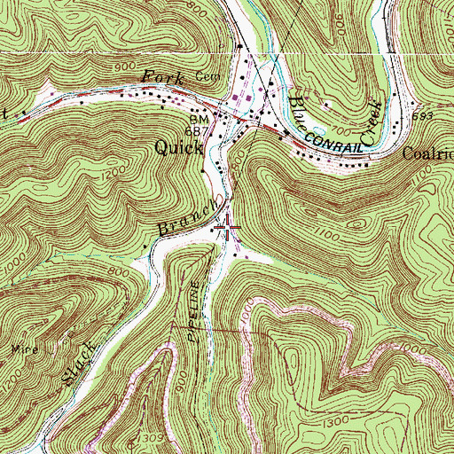 Topographic Map of Schoolhouse Fork, WV