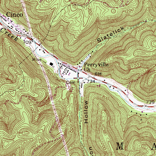 Topographic Map of Slatelick Run, WV