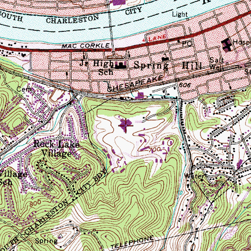 Topographic Map of South Charleston High School, WV