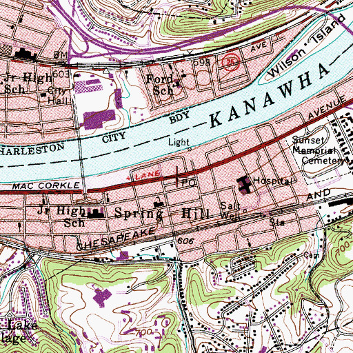 Topographic Map of Spring Hill Post Office, WV