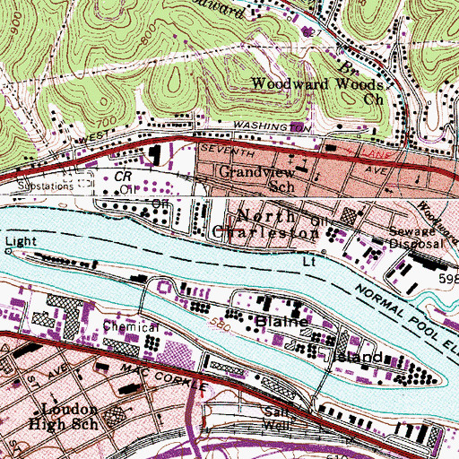 Topographic Map of Universalist Fellowship of Kanawha Valley, WV
