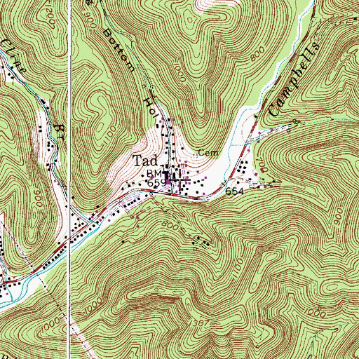 Topographic Map of Tad Post Office, WV