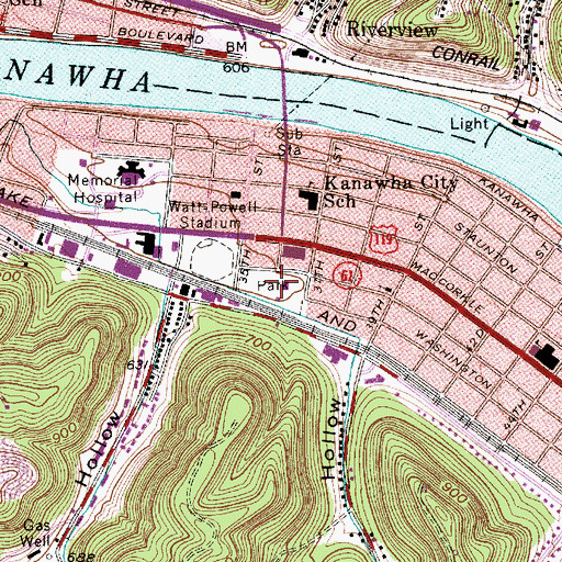 Topographic Map of Walt Powell Park, WV
