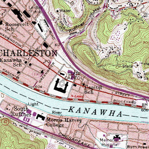 Topographic Map of West Virginia Archives and History Division Library, WV