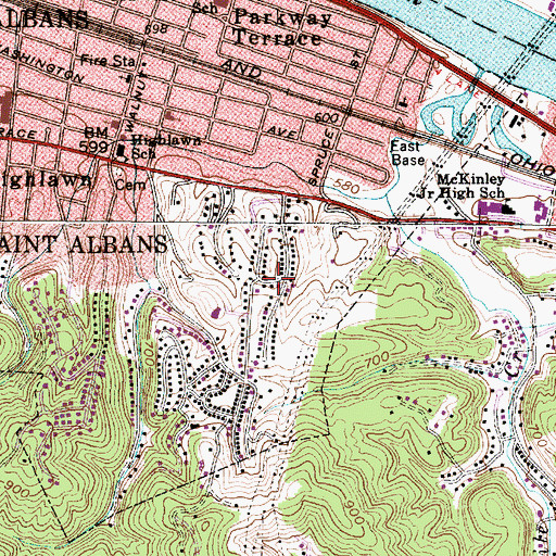 Topographic Map of Beech Park Acres, WV