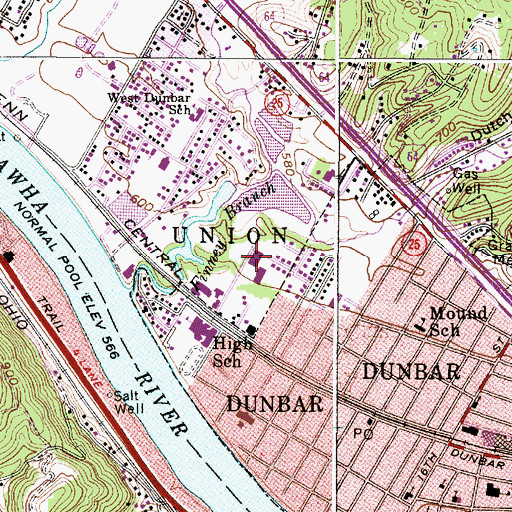 Topographic Map of Ben Franklin Career Center, WV