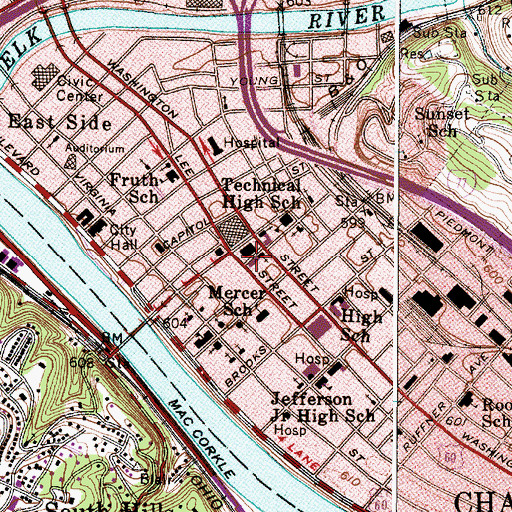 Topographic Map of Charleston Post Office, WV